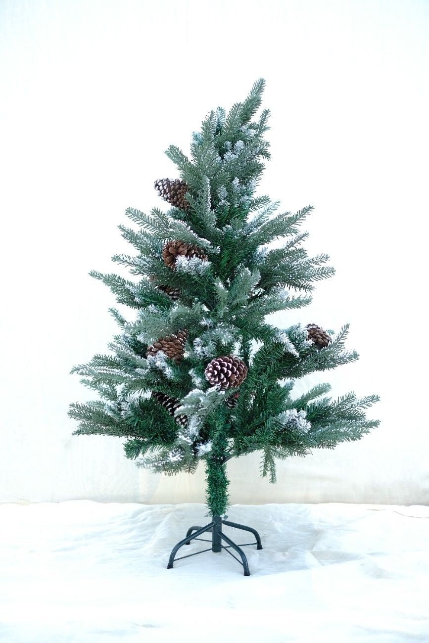 SWEN 4 feet BALSAM christmas tree with light frosting and large pine cones - Christmas Tree