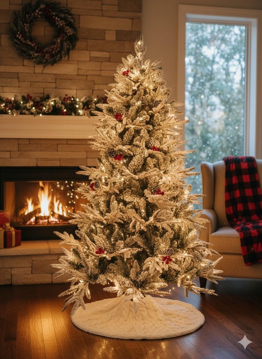 SWEN 6 feet NIVA christmas tree with red cherries, pine cones and frosting - Christmas Tree