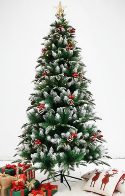 SWEN 6 feet NORTHLIGHT flocked christmas tree pinecones and cherries - Christmas Tree