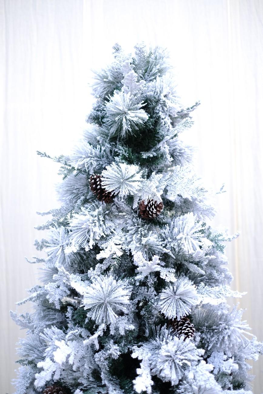 SWEN 8 feet TRUE STAR christmas tree with broad pine leaves, frosting and pine cones - Christmas Tree