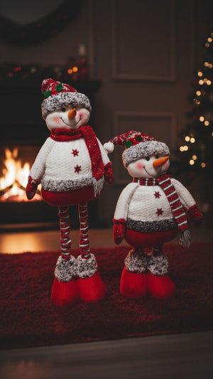 SWEN ALORA, Pack of 2 Cozy Plush Snowman Figures - Christmas Decor