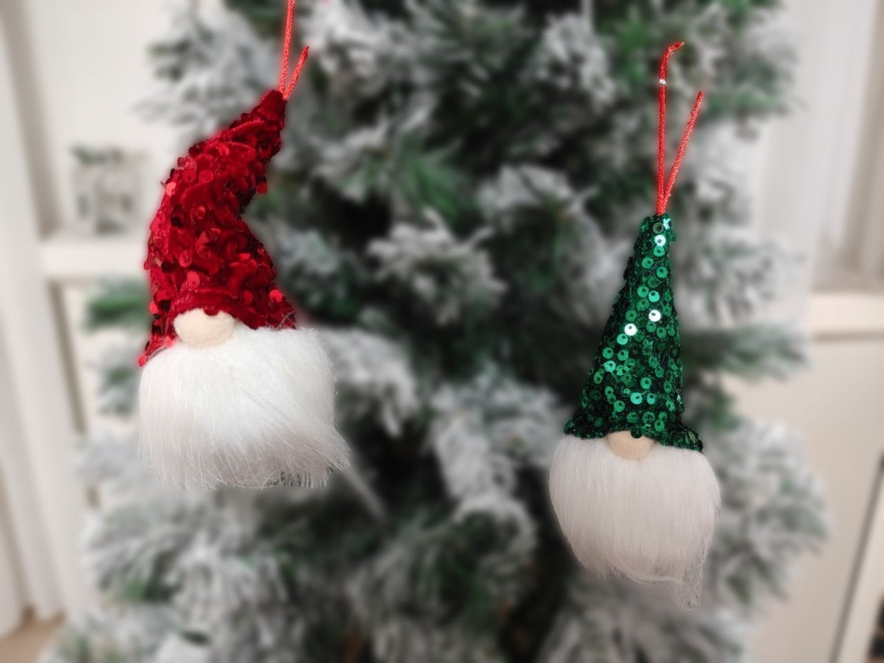 Swen GNOMO, pack of 2 Sparkling Sequin Gnome Figure ornaments - Christmas Decor