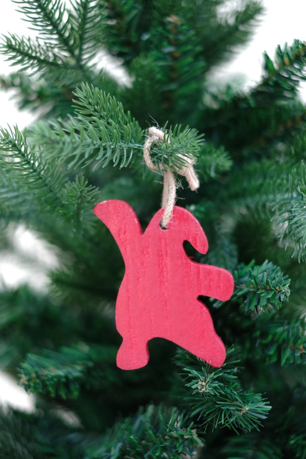 SWEN HERMES, Pack of 4 Wooden Christmas Tree Ornaments - Star, Tree, Candyman, Santa - Tree ornament