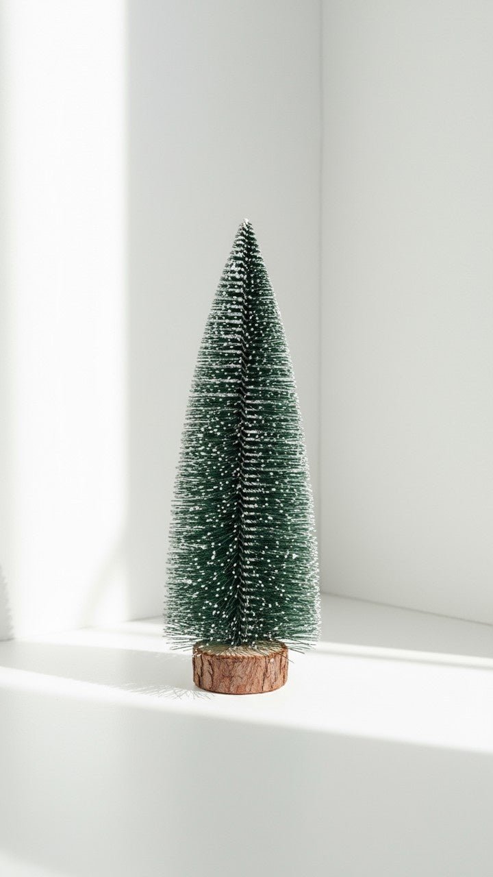 SWEN JANE tabletop christmas tree with frosting and woodden base, pack of 3 - Christmas Tree