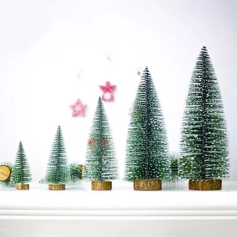 SWEN JANE tabletop christmas tree with frosting and woodden base, pack of 3 - Christmas Tree