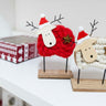 Swen LAMMAS, pack of 2 red and white Wool & Wood Festive Critters - Christmas Decor