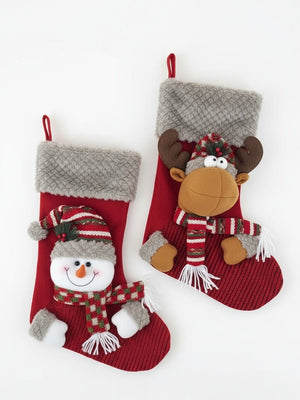Swen OAKLEY, Pack of 2 Plush Character Christmas Stockings - Snowman stocking (red), Reindeer stocking (red) - Christmas Stockings