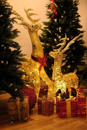 SWEN Rudolph, Shimmering Gold LED Reindeer Decoration - Christmas Decor