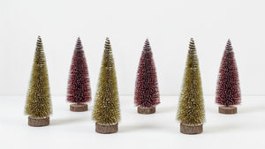 Swen SELENE, pack of 6 premium red and gold miniature bottle brush trees - Christmas Tree