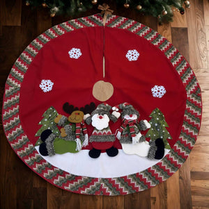 Swen SMITTEN, the enchanting Whimsical Winter Friends Appliquéd Christmas Tree Skirt - Christmas Decor