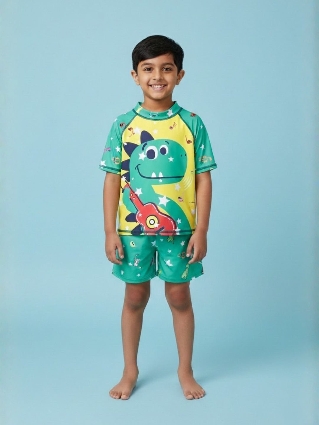 T - Rex Tune Boys T-shirt And Short Swim Set - 3 - 4 Years Kids Swimwear