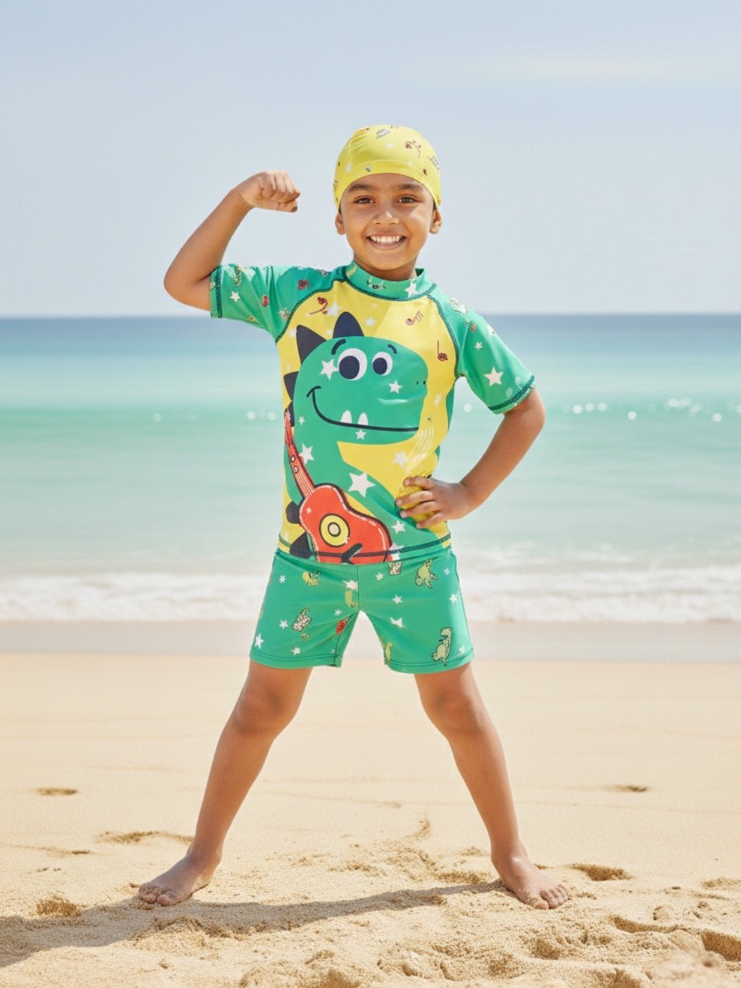 T - Rex Tune Boys T-shirt And Short Swim Set - 3 - 4 Years Kids Swimwear