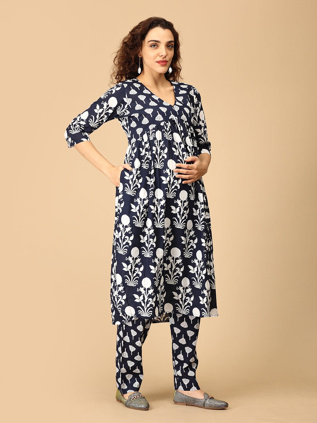 Taal Tarang Maternity and Nursing Kurta Set With Dupatta - MEW - SK - TALTR - S
