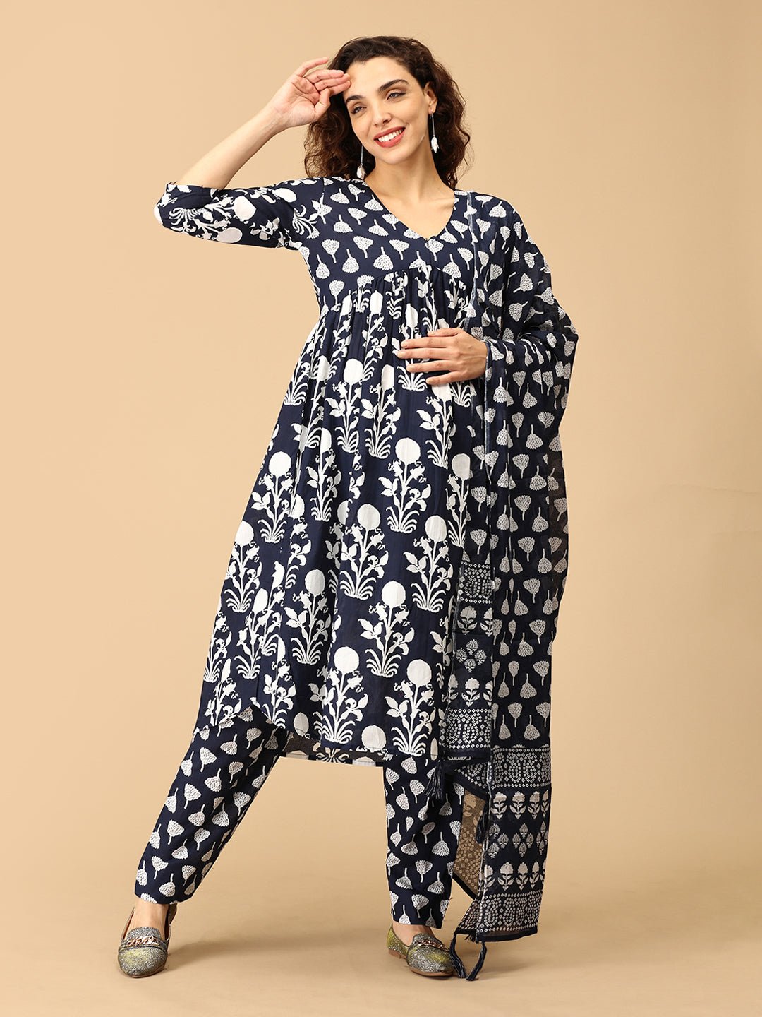 Taal Tarang Maternity and Nursing Kurta Set With Dupatta - MEW - SK - TALTR - S