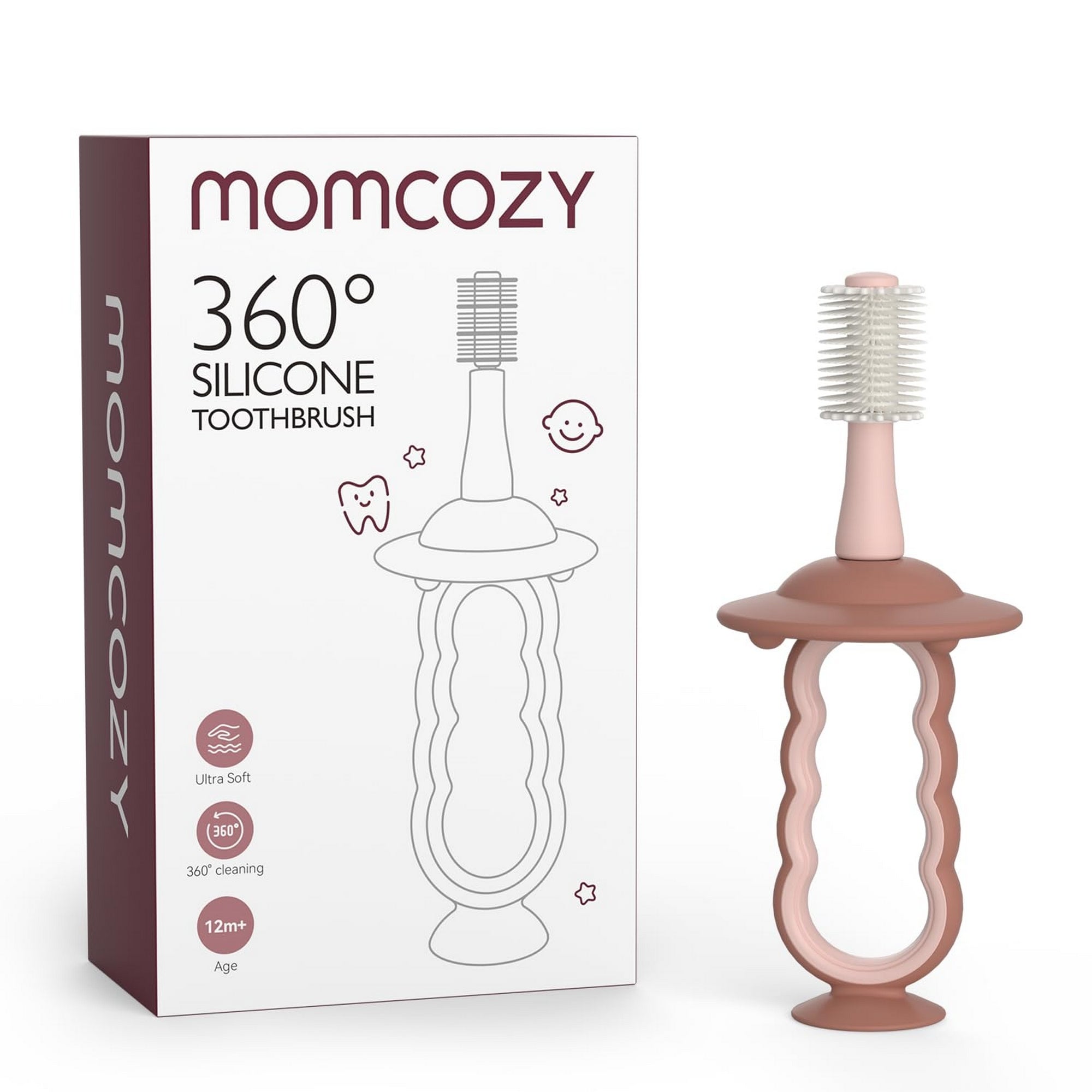 Momcozy Baby 360 Soft Silicone Bristles Tooth Brush Pink