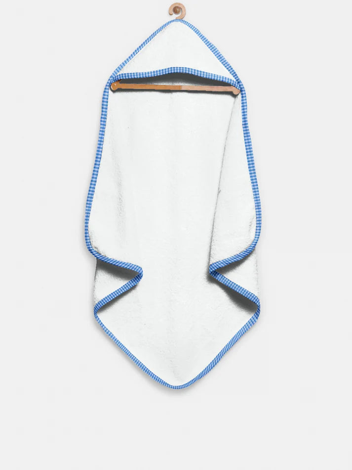 The Baby Atelier 100% Organic Blue Checks Organic Hooded Towel