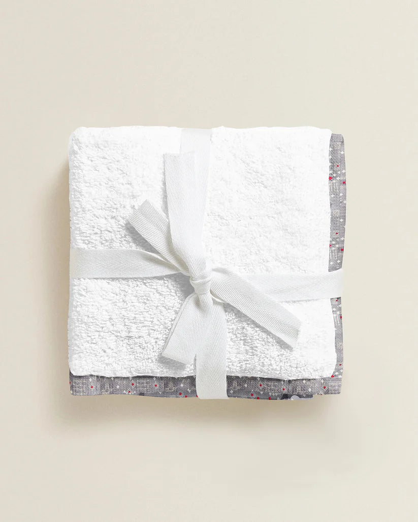 The Baby Atelier 100% Organic Grey Bandhani Print Organic Junior Towel Set