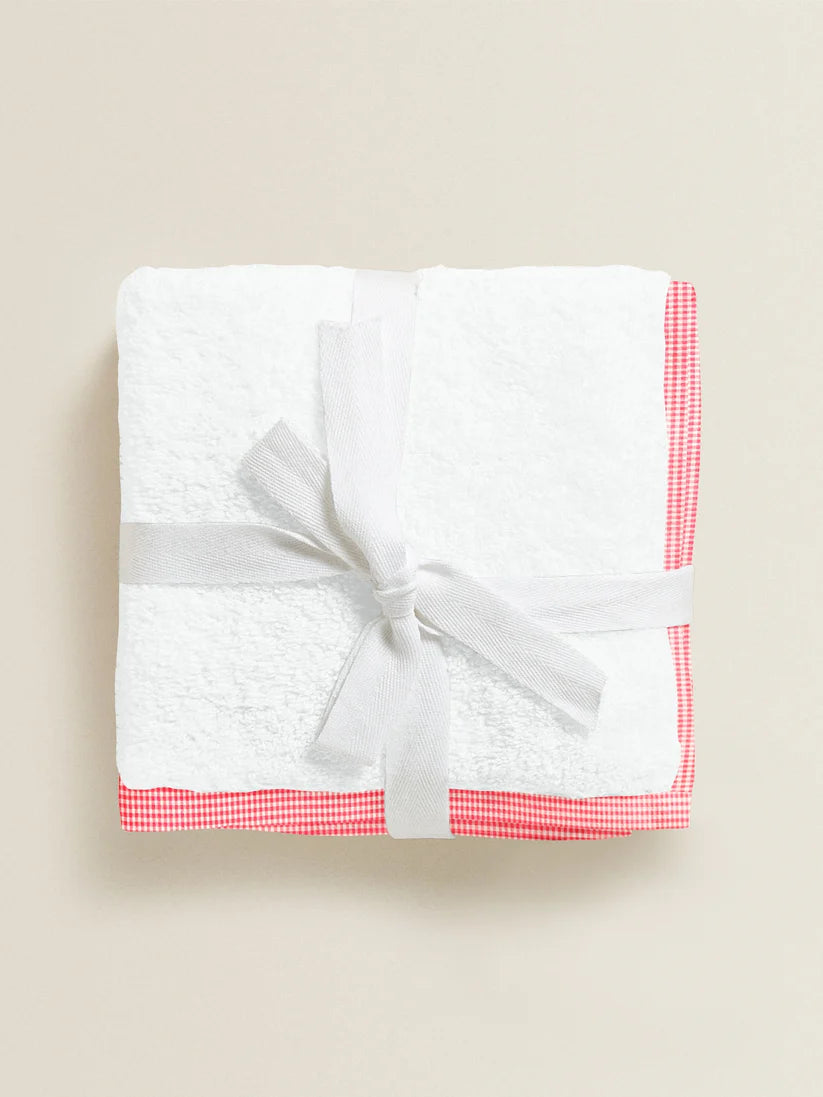 The Baby Atelier 100% Organic Red Checks Organic Junior Towel Set
