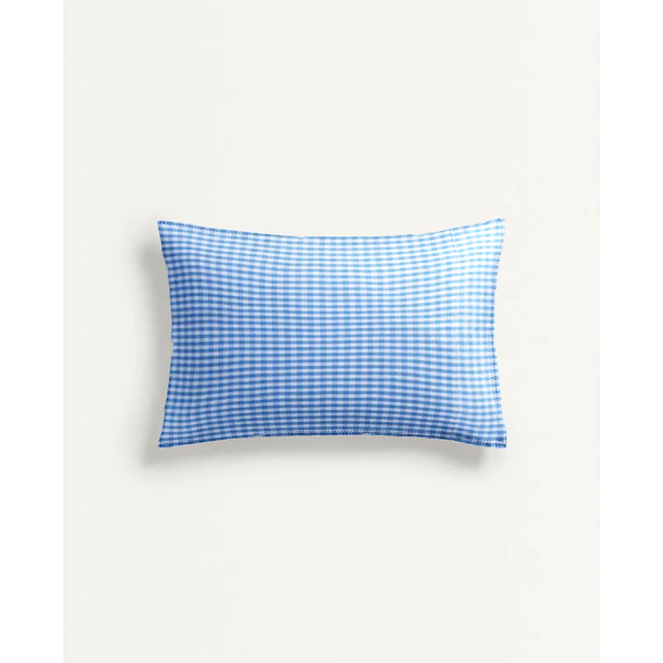 The Baby Atelier 100% Organic Baby Pillow Cover without fillers Blue Checks