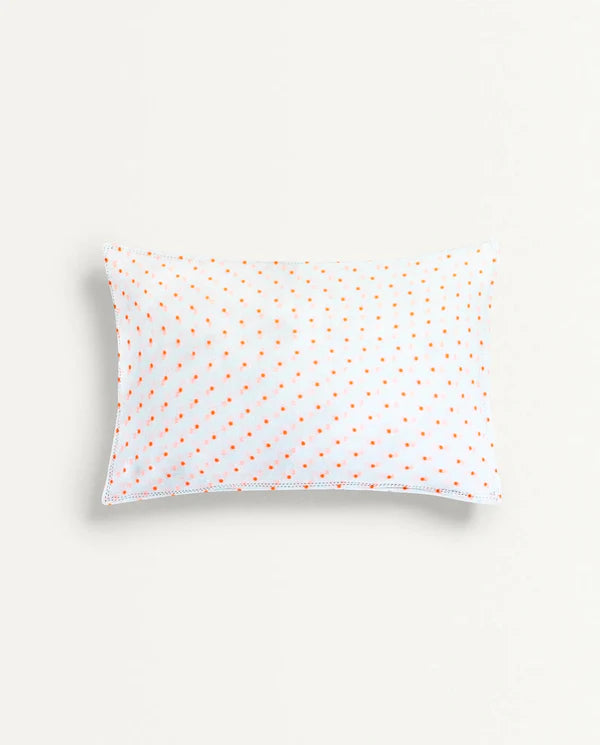 The Baby Atelier 100% Organic Baby Pillow Cover with fillers Neon Orange Dots