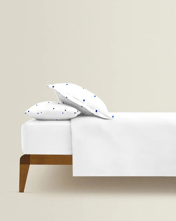 The Baby Atelier 100% Organic Junior Pillow Cover without fillers Cream & Navy Dot