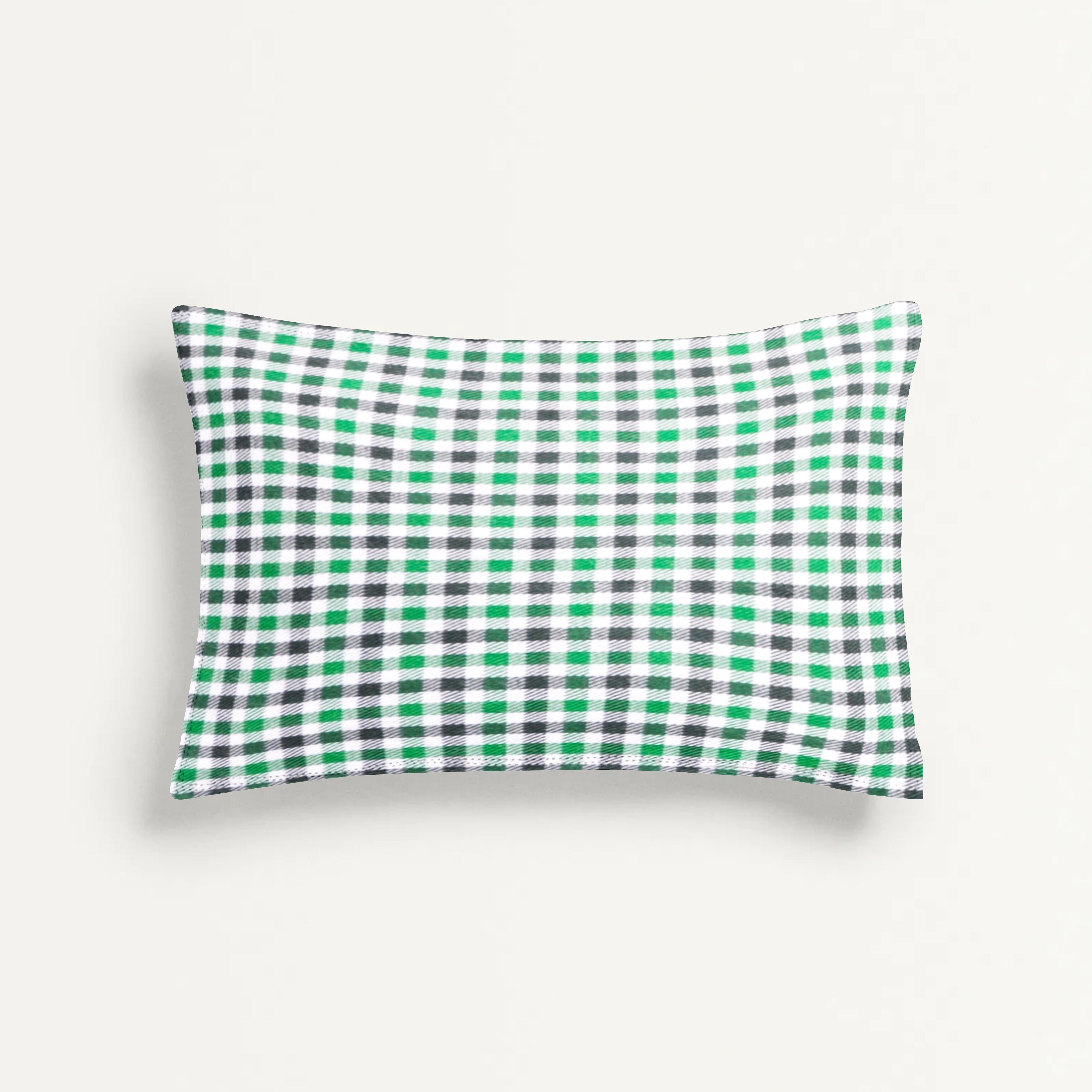 The Baby Atelier 100% Organic Junior Pillow Cover without fillers Green and Black Checks