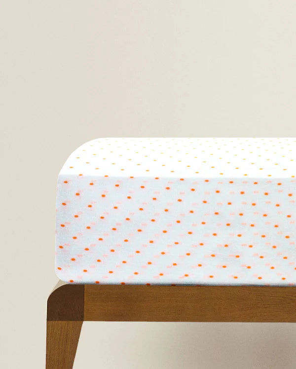 The Baby Atelier 100% Organic Fitted Crib Sheet Neon Orange Dots