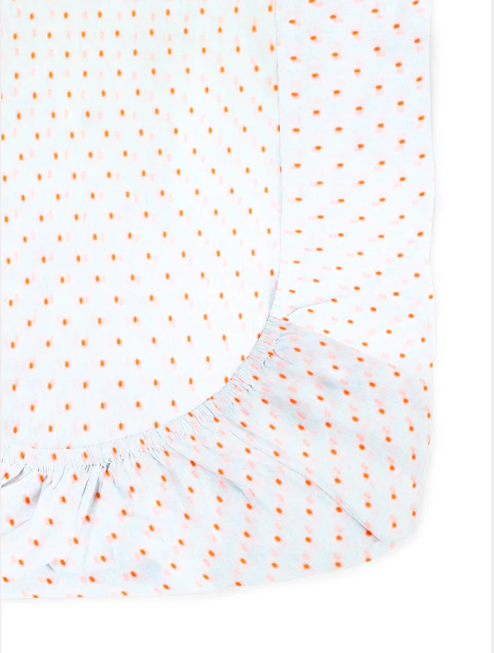 The Baby Atelier 100% Organic Fitted Crib Sheet Neon Orange Dots