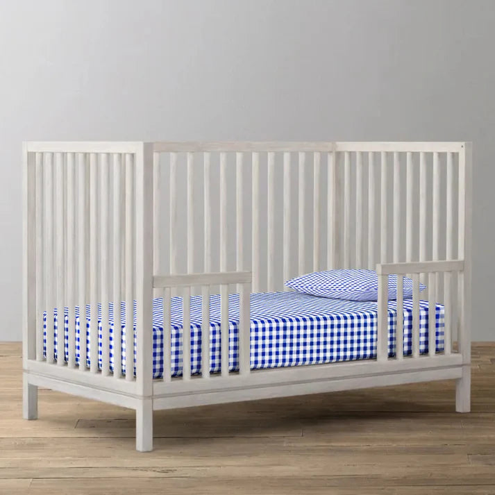 The Baby Atelier 100% Organic Fitted Crib Sheet Navy Checks