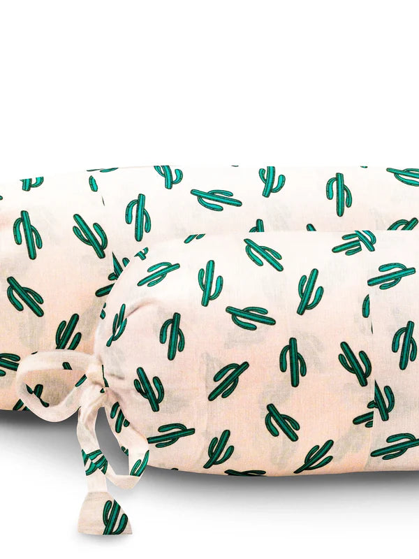 The Baby Atelier 100% Organic Baby Bolster Cover Set without fillers Pink Cactus