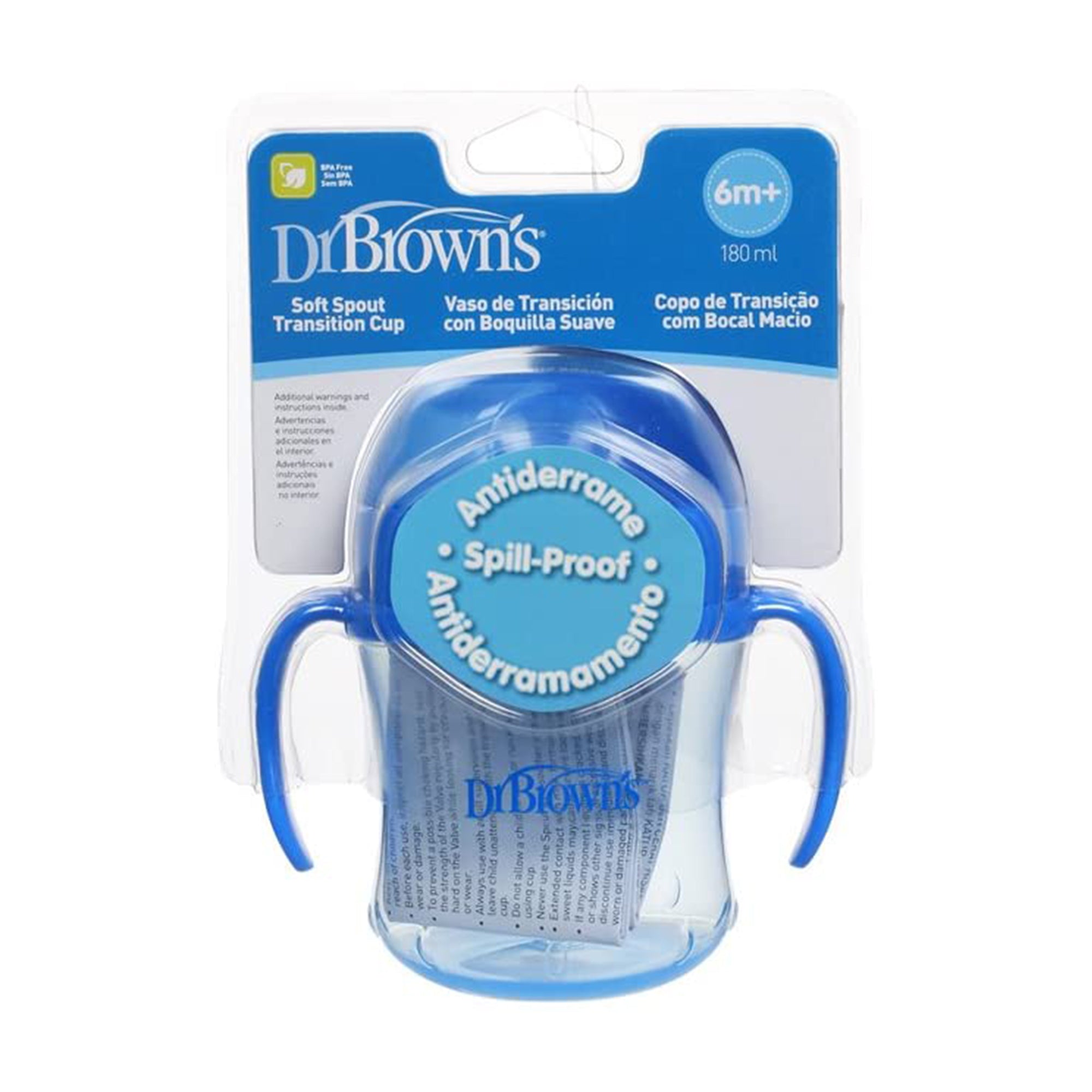 Dr. Brown's Soft-Spout Transition Cup W/ Handles Assorted color Pink, Blue, Green 6M to 24M