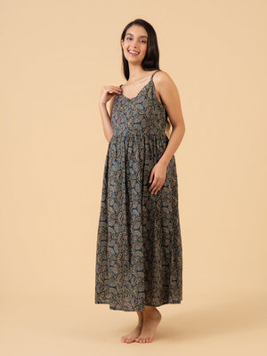 Teal-axed Maternity and Nursing Nightwear With Robe Set - Teal Maternity Nightwear Set