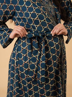 Teal-axed Maternity and Nursing Nightwear With Robe Set - Teal Maternity Nightwear Set