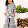 Teal Floral Print Sharara Girls Set - SS-TLFL-0-6