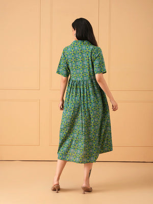 Teal in Bloom Maternity And Nursing Dress - S Maternity Casual Dress