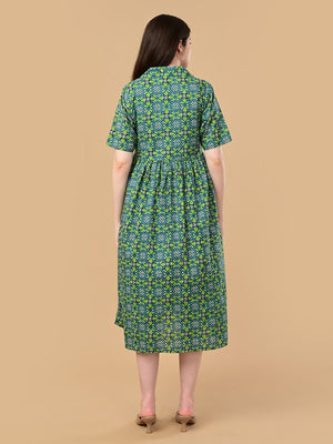 Teal in Bloom Maternity And Nursing Dress - S Maternity Casual Dress