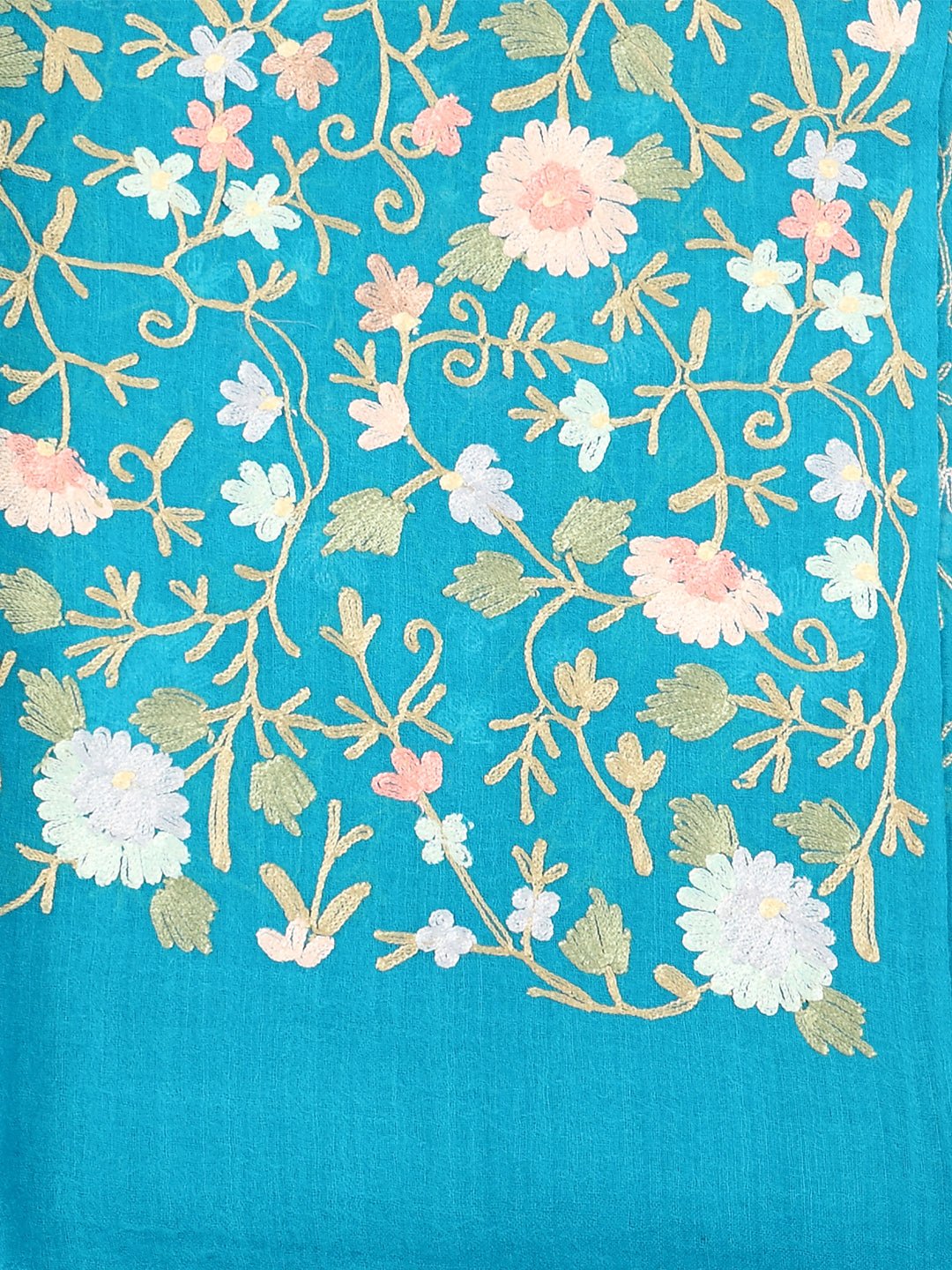 Teal & Petals Fine Wool Embroidered Stoles - WNTSTL - TLAPTL
