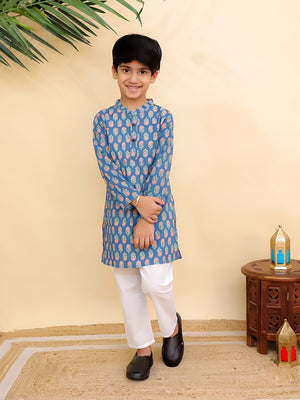 Teal Tango Boys Kurta Pajama Set - KES - SC - TLTNG - 0 - 6