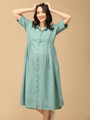 Teal the Deal Maternity and Nursing Dress - DRS - SK - TLTDL - S