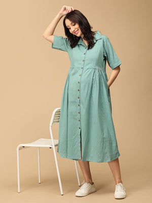 Teal the Deal Maternity and Nursing Dress - DRS - SK - TLTDL - S