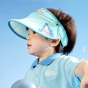 Teal Whale theme soft Fabric Visor Hat for Kids& Toddlers - 3 - 6 years Swim