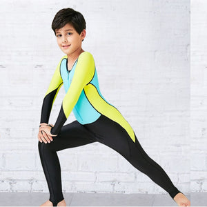Teal Yellow and Black Full Length Swimwear for Kids and Teens - 3 - 4 Years Swim