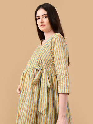 Technicolor Tide Maternity And Nursing Dress - S Maternity Casual Dress