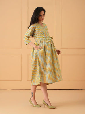 Technicolor Tide Maternity And Nursing Dress - S Maternity Casual Dress