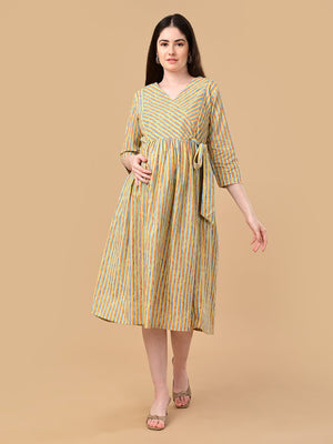 Technicolor Tide Maternity And Nursing Dress - S Maternity Casual Dress