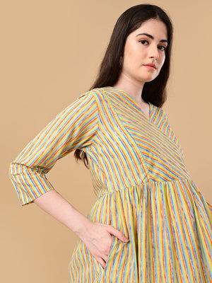 Technicolor Tide Maternity And Nursing Dress - S Maternity Casual Dress