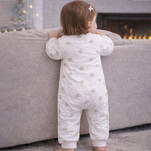 Teddy with Bubble Full Sleeves Jumpsuit Hoodie Romper for Tiny Toddlers - 3 - 6 Months Winter Wear