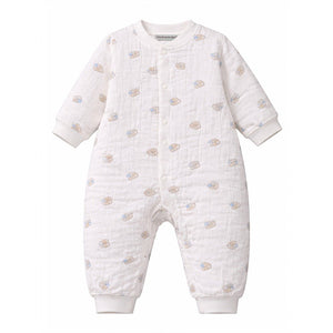 Teddy with Bubble Full Sleeves Jumpsuit Hoodie Romper for Tiny Toddlers - 3 - 6 Months Winter Wear