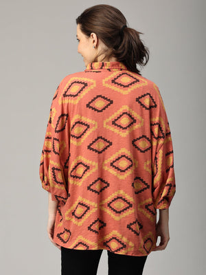 Terra Cotta Ikat Maternity and Nursing Top - MAT - SD - TRCI - S