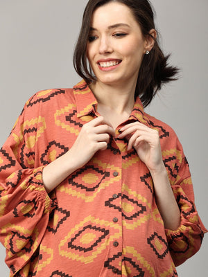 Terra Cotta Ikat Maternity and Nursing Top - MAT - SD - TRCI - S